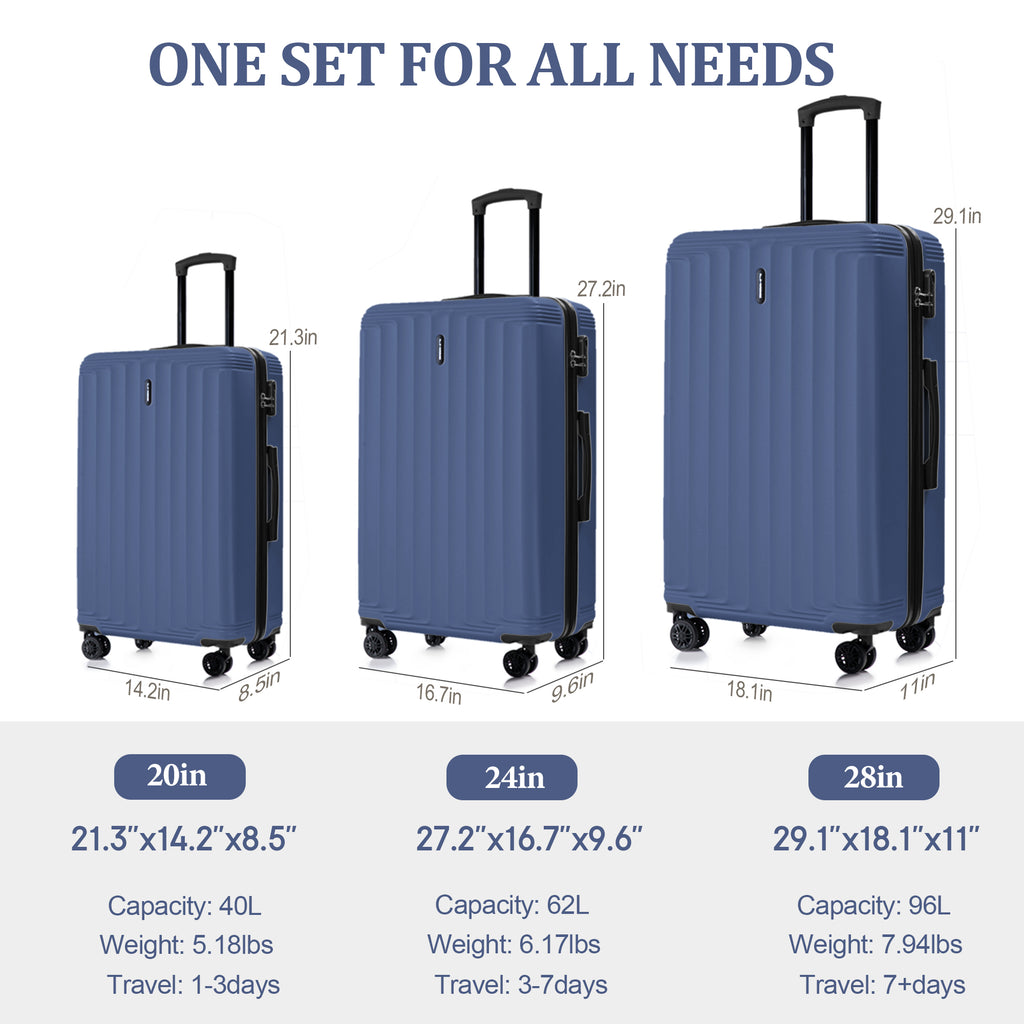 Set 3 Trolley ABS 20/24/28 pollici - Blu Navy (042)