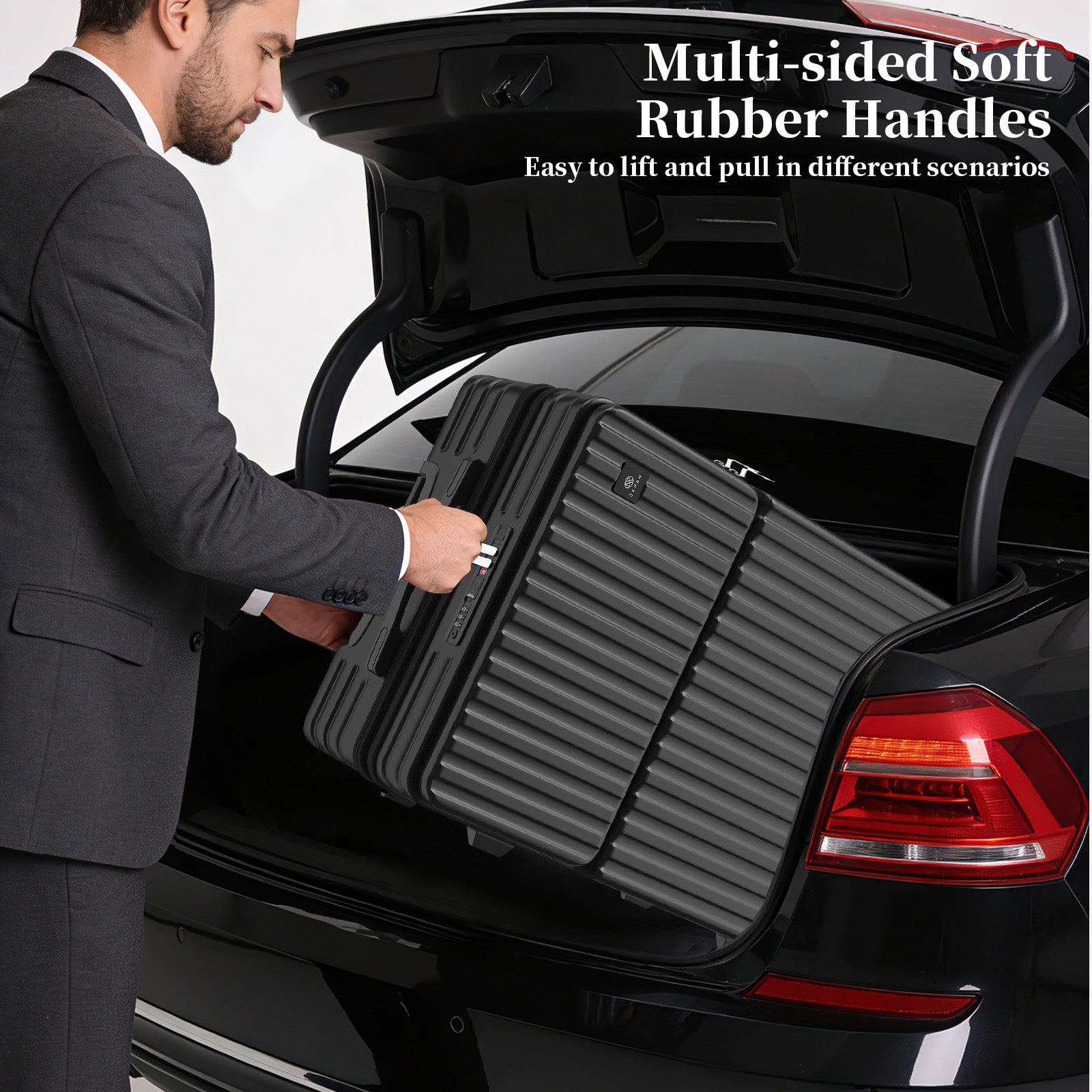 Set valigie in ABS da 3 pezzi (20"/24"/28") – Nero（091）