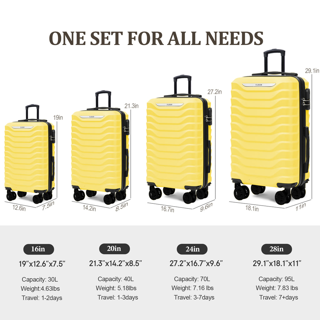 Set valigie ABS 4 pezzi 18/20/26/28 - Giallo (029)