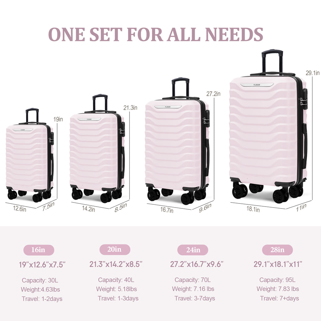 Set valigie ABS 4 pezzi 18/20/26/28 - Rosa (029)