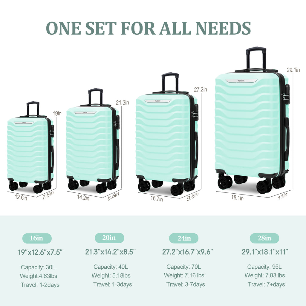 Set valigie ABS 4 pezzi 18/20/26/28 - Verde (029)