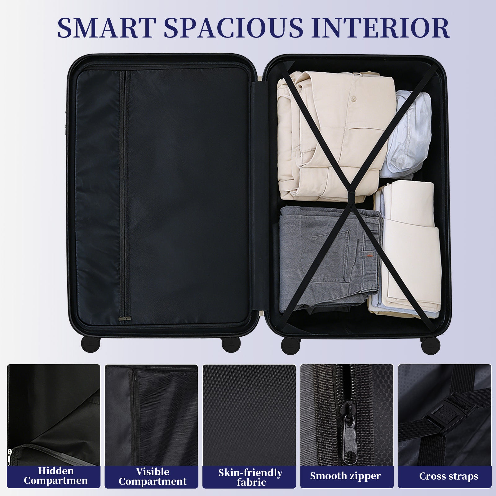 Set 4 Trolley ABS 12/20/24/28 pollici - Blu Navy (071)