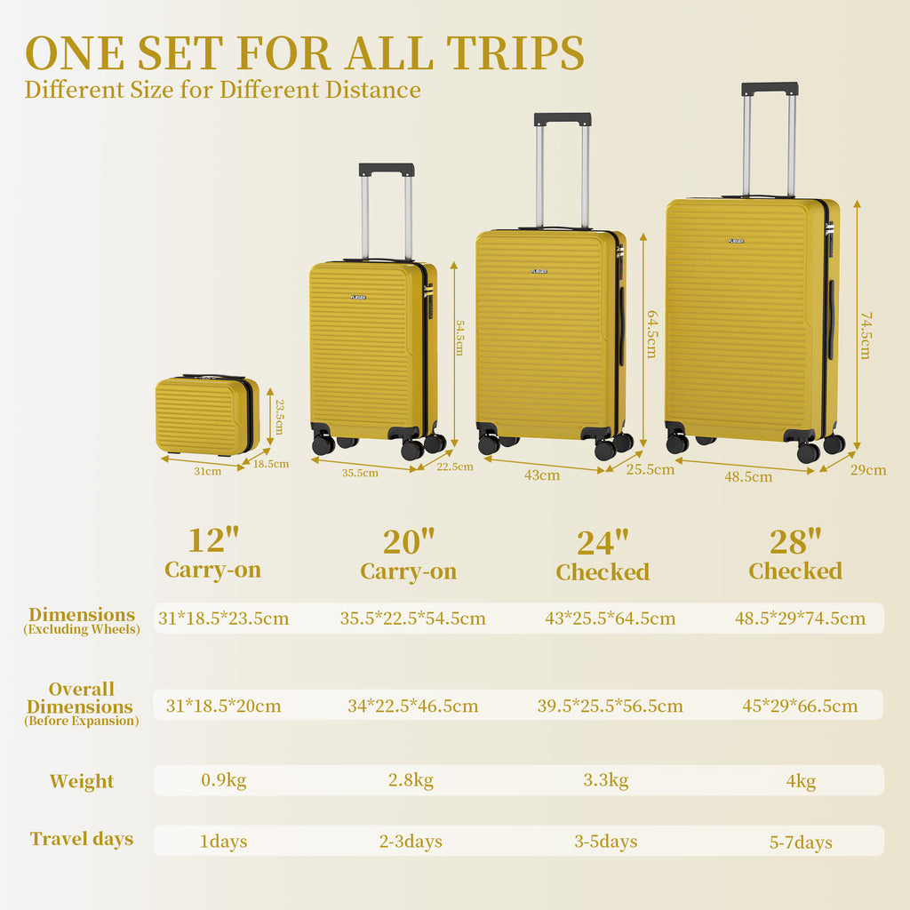Set 4 Trolley ABS 12/20/24/28 pollici - Oro (069)