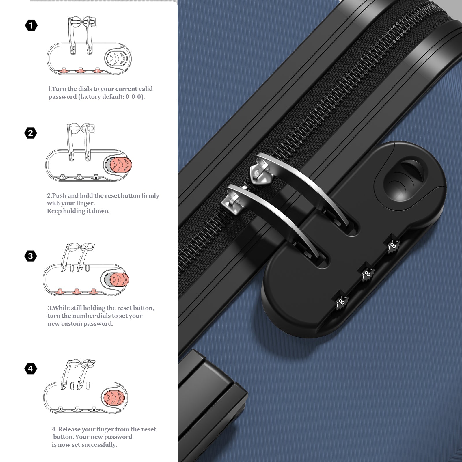 Set 3 Trolley ABS 20/24/28 pollici - Blu Navy (041)