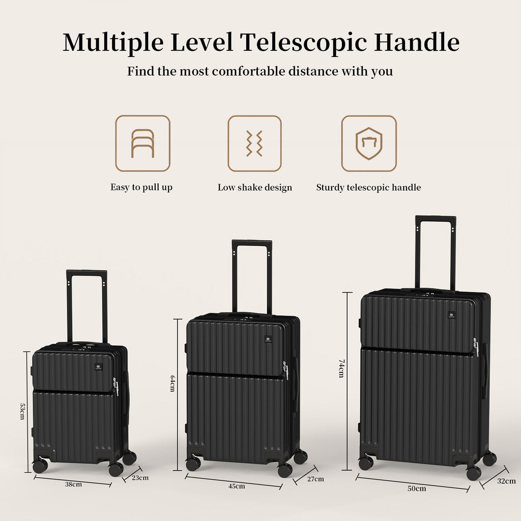 Set valigie in ABS da 3 pezzi (20"/24"/28") – Nero（091）