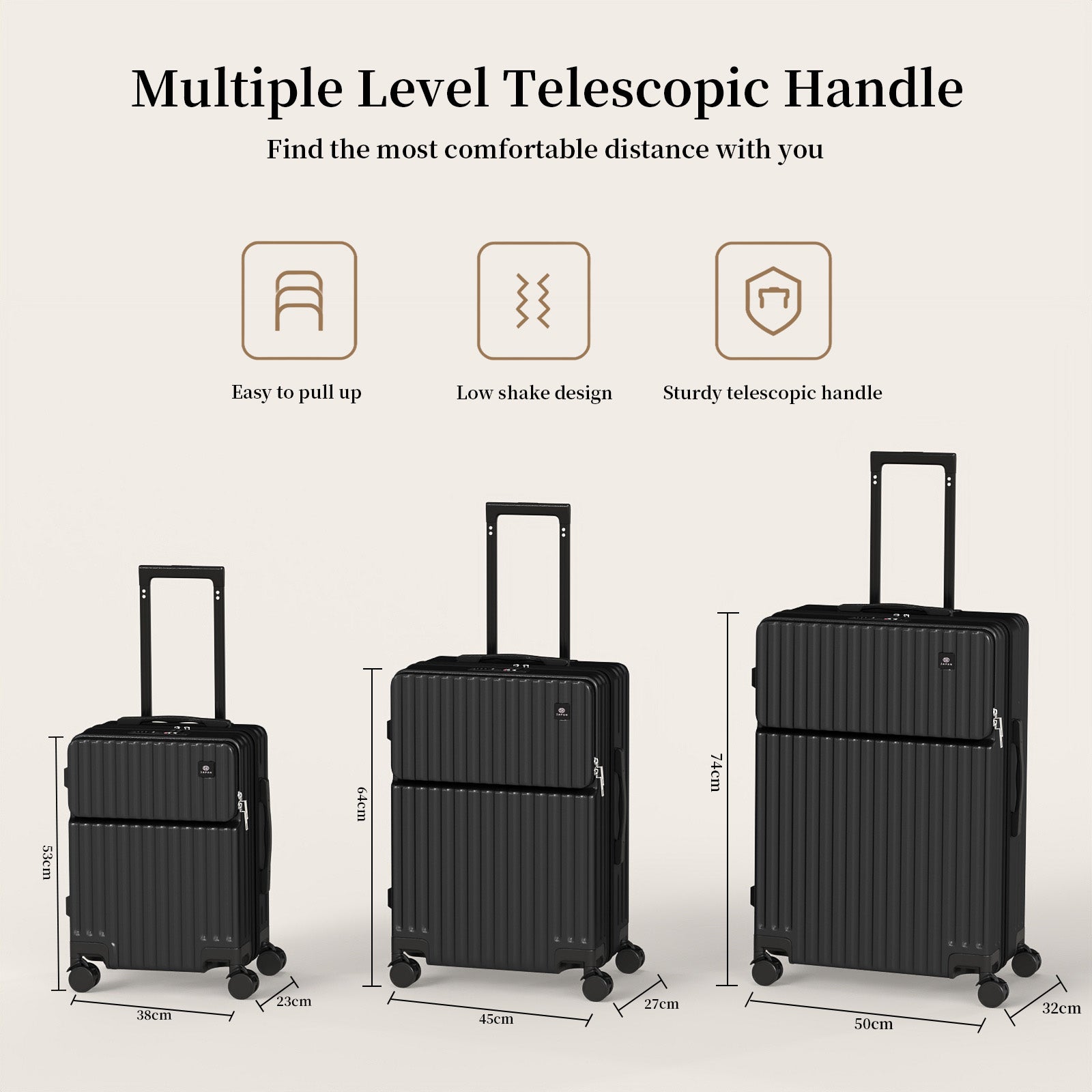 Set valigie in ABS da 3 pezzi (20"/24"/28") – Nero（091）