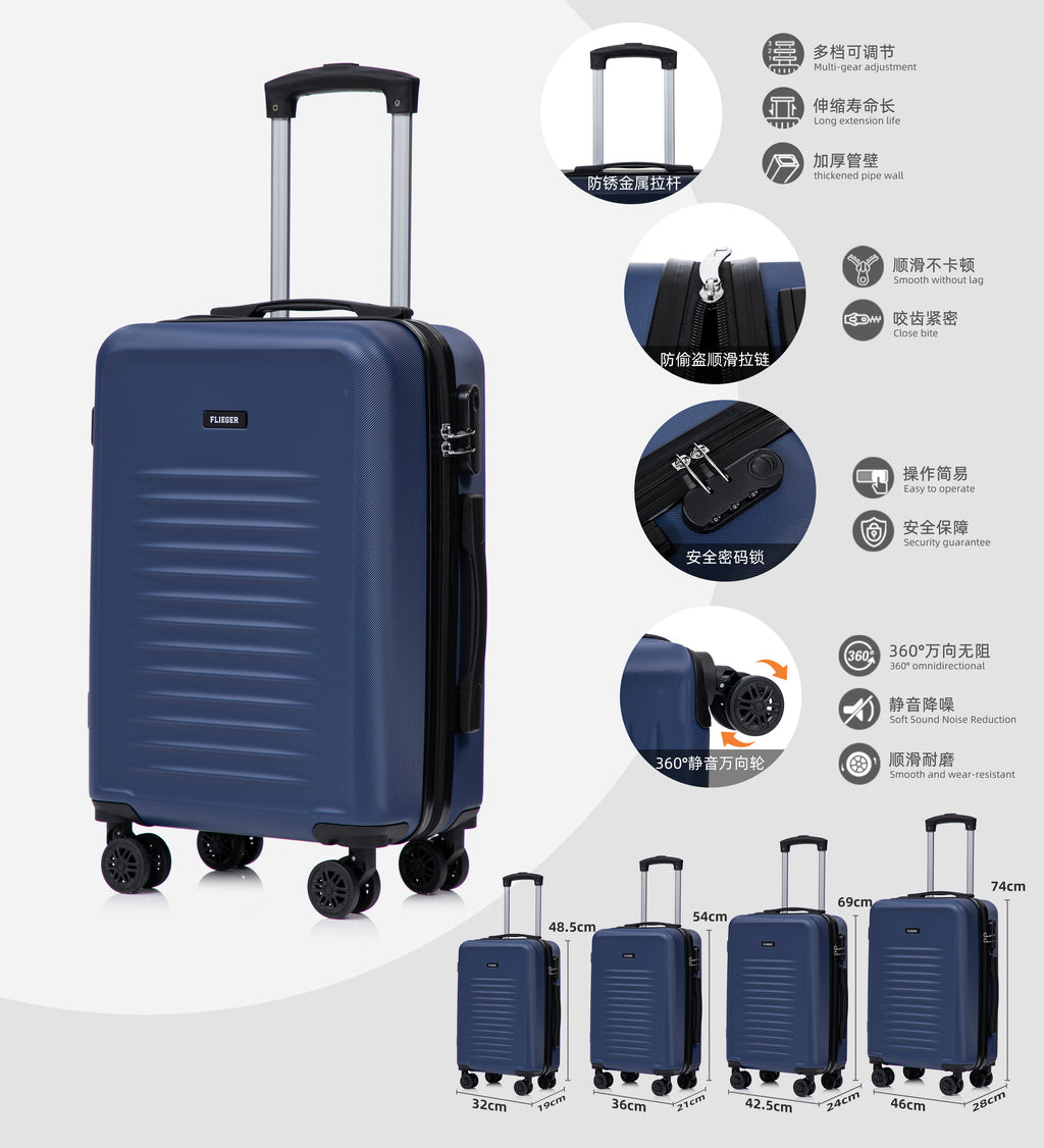 Set 4 Trolley ABS 18/20/24/28 pollici - Blu Navy (043)