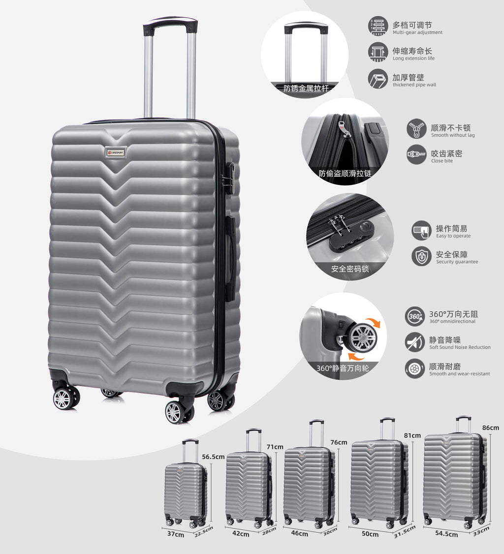 Set valigie in ABS da 5 pezzi (20"/26"/28"/30"/32") – Grigio argento(046)