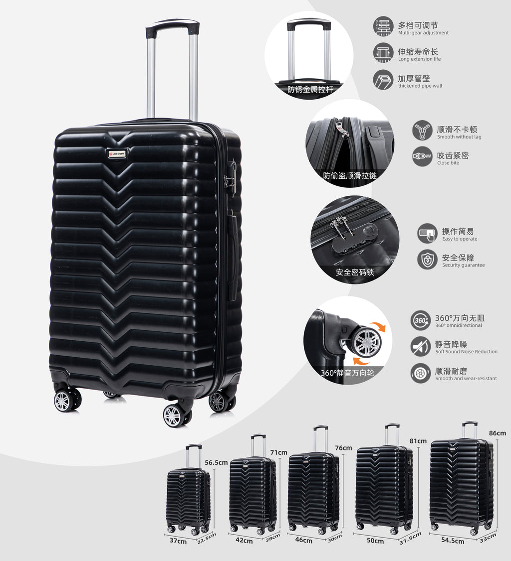 Set valigie in ABS da 5 pezzi (20"/26"/28"/30"/32") – Nero(046)