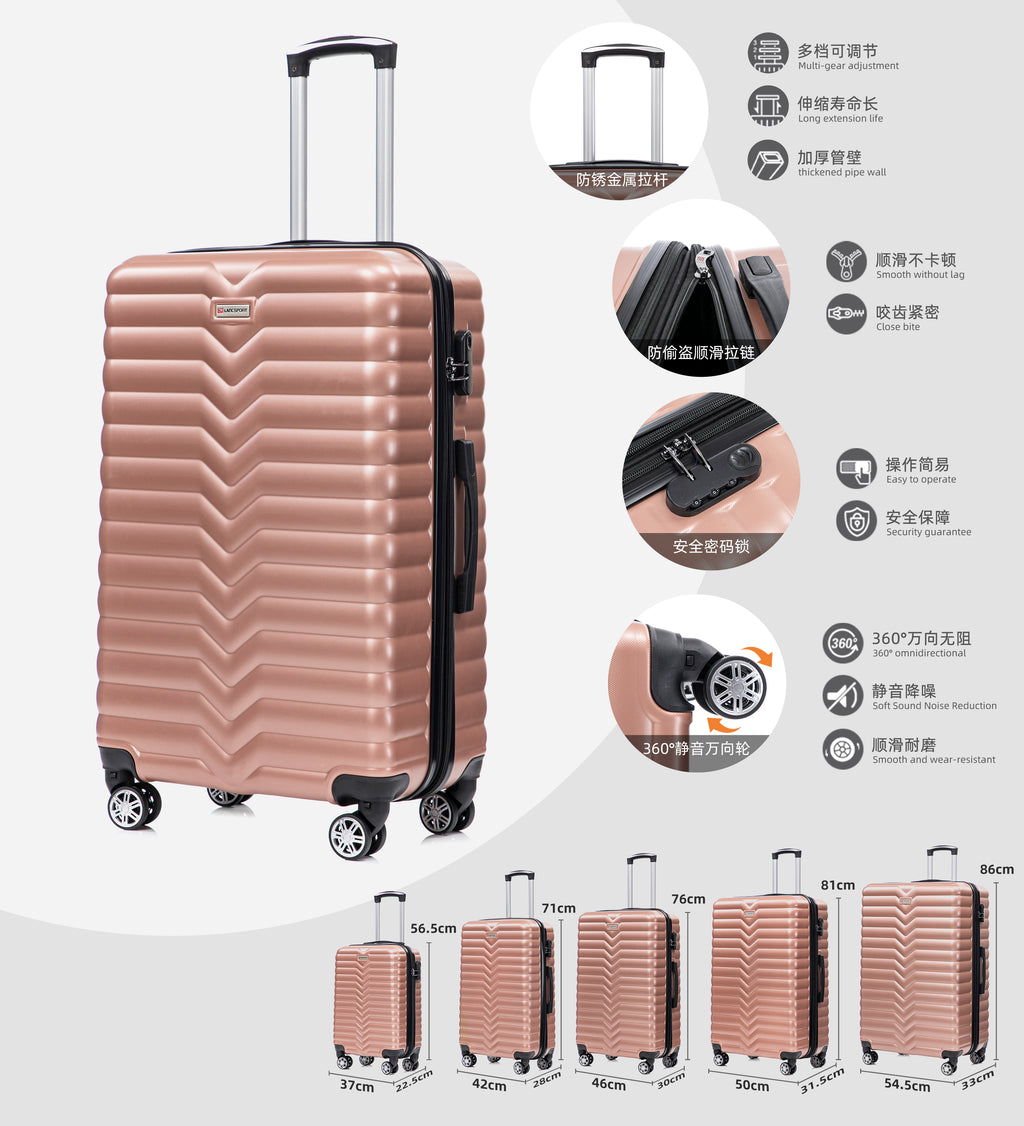 Set valigie in ABS da 5 pezzi (20"/26"/28"/30"/32") – Rosa oro(046)