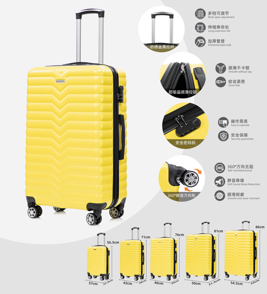 Set valigie in ABS da 5 pezzi (20"/26"/28"/30"/32") – Giallo tenue(046)