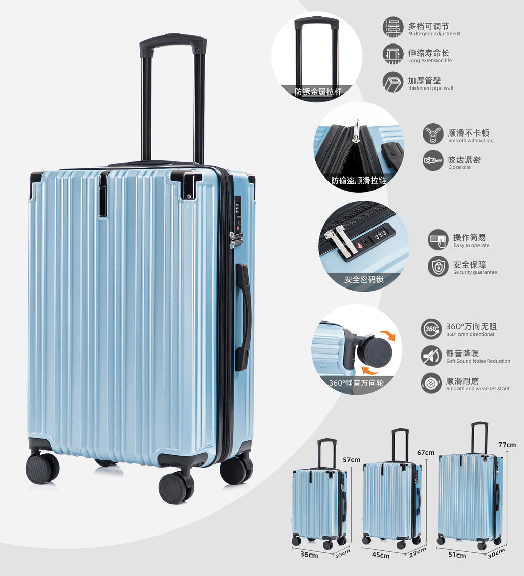 Set valigie in ABS+pc da 3 pezzi (20"/24"/28") – Blu（050）